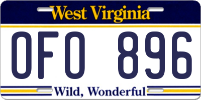 WV license plate OFO896