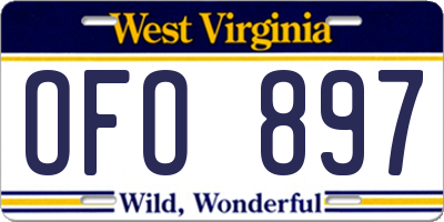 WV license plate OFO897