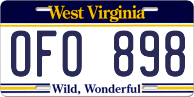 WV license plate OFO898