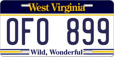 WV license plate OFO899