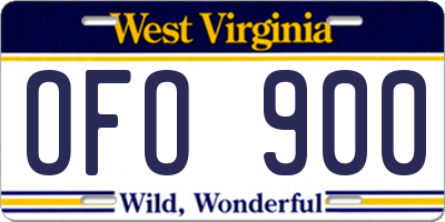 WV license plate OFO900