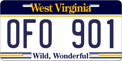 WV license plate OFO901