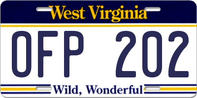 WV license plate OFP202