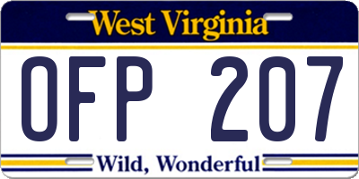 WV license plate OFP207