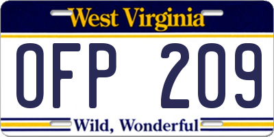 WV license plate OFP209