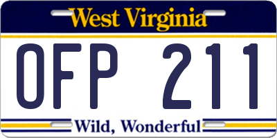 WV license plate OFP211