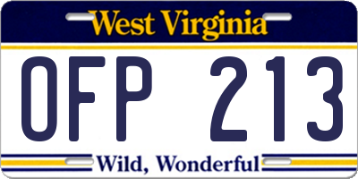 WV license plate OFP213