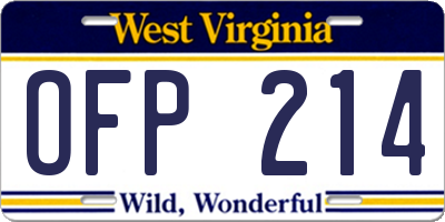 WV license plate OFP214