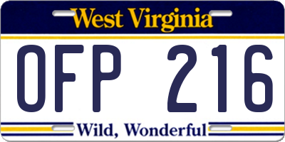 WV license plate OFP216
