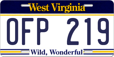 WV license plate OFP219