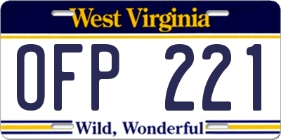 WV license plate OFP221