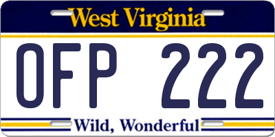 WV license plate OFP222