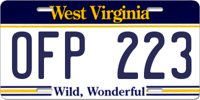 WV license plate OFP223