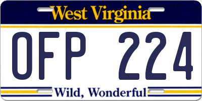 WV license plate OFP224