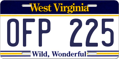 WV license plate OFP225