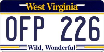 WV license plate OFP226