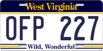 WV license plate OFP227