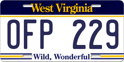 WV license plate OFP229