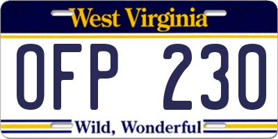 WV license plate OFP230