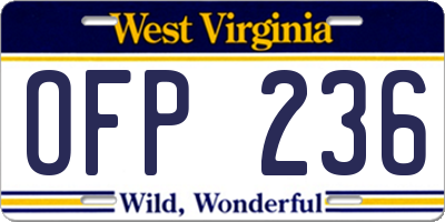 WV license plate OFP236