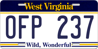 WV license plate OFP237