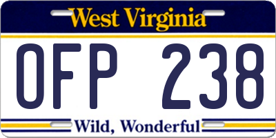 WV license plate OFP238