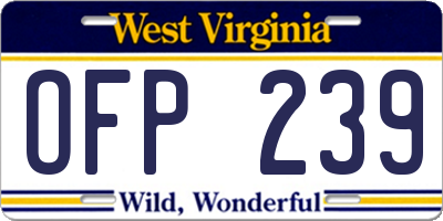 WV license plate OFP239