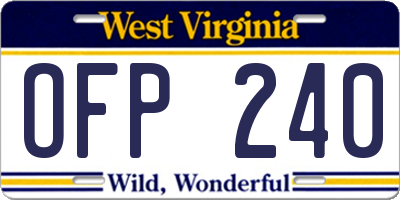 WV license plate OFP240