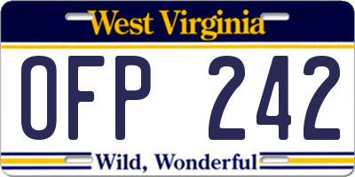 WV license plate OFP242