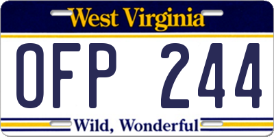 WV license plate OFP244