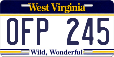 WV license plate OFP245