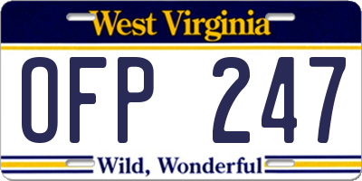 WV license plate OFP247