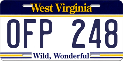 WV license plate OFP248