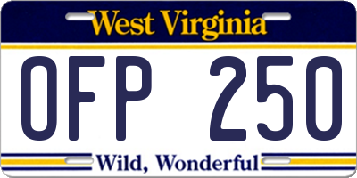 WV license plate OFP250