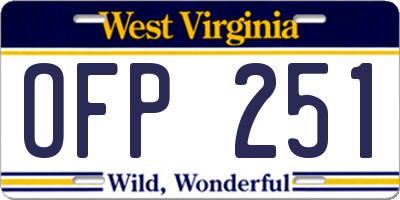 WV license plate OFP251