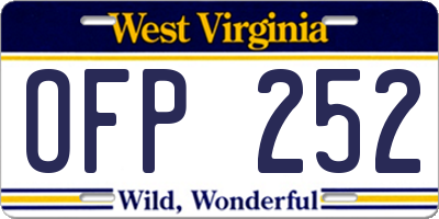 WV license plate OFP252