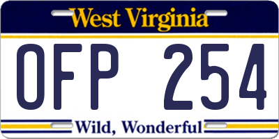 WV license plate OFP254
