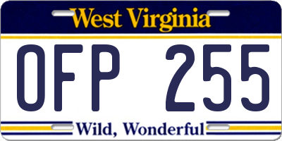 WV license plate OFP255