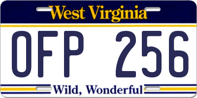 WV license plate OFP256