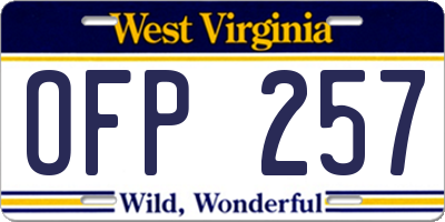 WV license plate OFP257