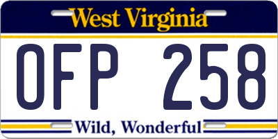 WV license plate OFP258