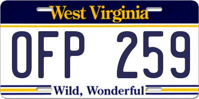WV license plate OFP259