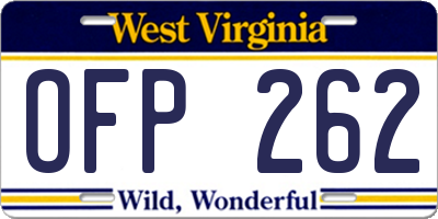 WV license plate OFP262