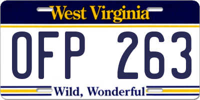 WV license plate OFP263