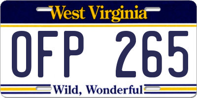 WV license plate OFP265
