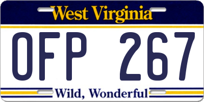 WV license plate OFP267