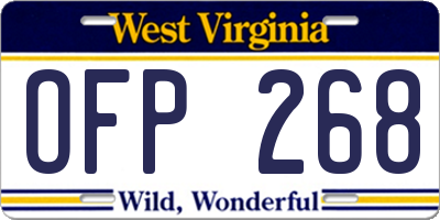 WV license plate OFP268