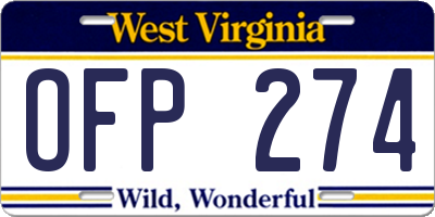 WV license plate OFP274