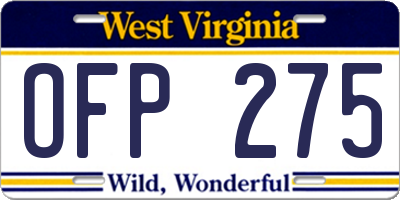 WV license plate OFP275