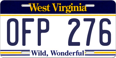 WV license plate OFP276
